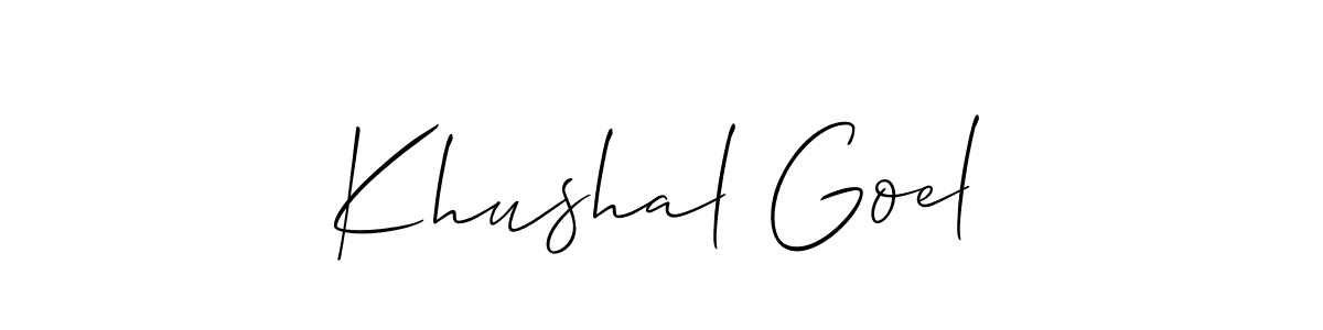 Also we have Khushal Goel name is the best signature style. Create professional handwritten signature collection using Allison_Script autograph style. Khushal Goel signature style 2 images and pictures png