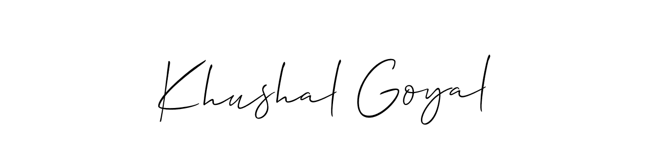 Also You can easily find your signature by using the search form. We will create Khushal Goyal name handwritten signature images for you free of cost using Allison_Script sign style. Khushal Goyal signature style 2 images and pictures png