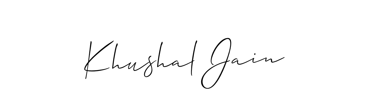 Make a beautiful signature design for name Khushal Jain. With this signature (Allison_Script) style, you can create a handwritten signature for free. Khushal Jain signature style 2 images and pictures png