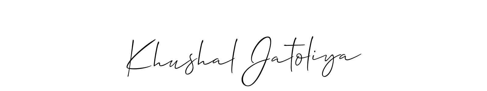 Create a beautiful signature design for name Khushal Jatoliya. With this signature (Allison_Script) fonts, you can make a handwritten signature for free. Khushal Jatoliya signature style 2 images and pictures png