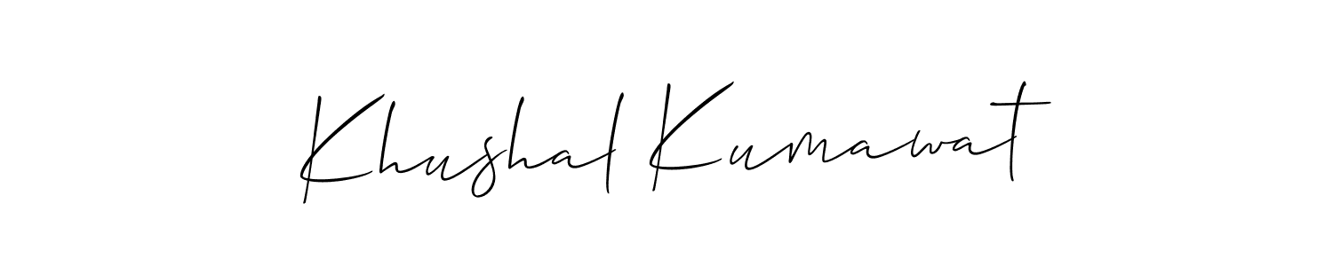 How to make Khushal Kumawat name signature. Use Allison_Script style for creating short signs online. This is the latest handwritten sign. Khushal Kumawat signature style 2 images and pictures png