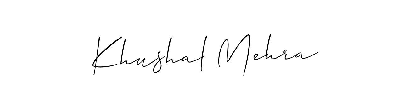 Similarly Allison_Script is the best handwritten signature design. Signature creator online .You can use it as an online autograph creator for name Khushal Mehra. Khushal Mehra signature style 2 images and pictures png