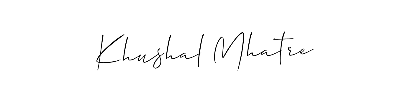 Also we have Khushal Mhatre name is the best signature style. Create professional handwritten signature collection using Allison_Script autograph style. Khushal Mhatre signature style 2 images and pictures png