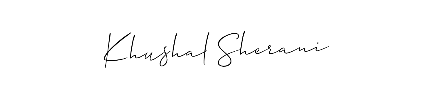 Allison_Script is a professional signature style that is perfect for those who want to add a touch of class to their signature. It is also a great choice for those who want to make their signature more unique. Get Khushal Sherani name to fancy signature for free. Khushal Sherani signature style 2 images and pictures png