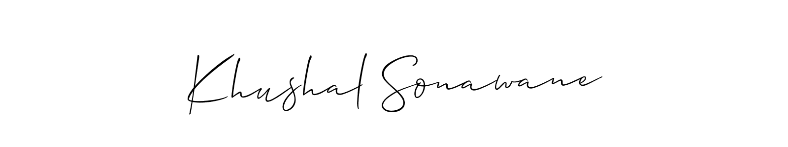 Allison_Script is a professional signature style that is perfect for those who want to add a touch of class to their signature. It is also a great choice for those who want to make their signature more unique. Get Khushal Sonawane name to fancy signature for free. Khushal Sonawane signature style 2 images and pictures png