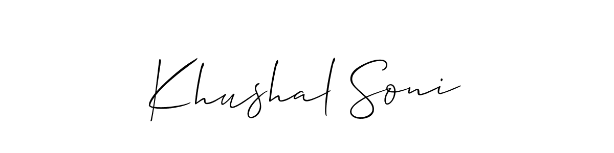 How to make Khushal Soni name signature. Use Allison_Script style for creating short signs online. This is the latest handwritten sign. Khushal Soni signature style 2 images and pictures png