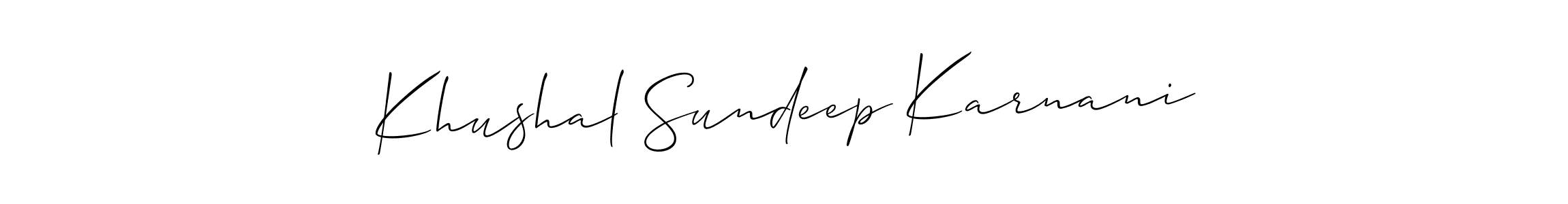 if you are searching for the best signature style for your name Khushal Sundeep Karnani. so please give up your signature search. here we have designed multiple signature styles  using Allison_Script. Khushal Sundeep Karnani signature style 2 images and pictures png