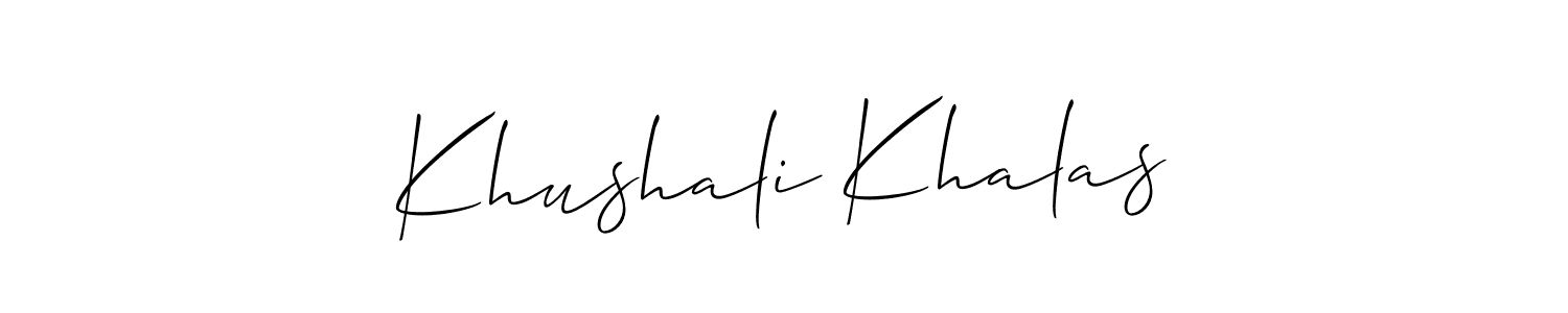 You can use this online signature creator to create a handwritten signature for the name Khushali Khalas. This is the best online autograph maker. Khushali Khalas signature style 2 images and pictures png