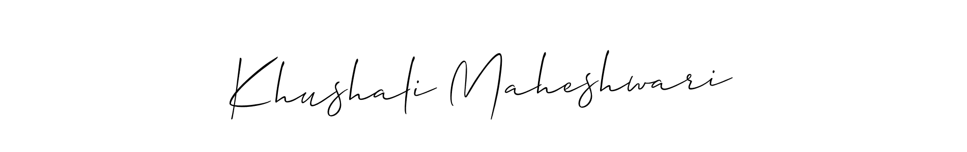 Allison_Script is a professional signature style that is perfect for those who want to add a touch of class to their signature. It is also a great choice for those who want to make their signature more unique. Get Khushali Maheshwari name to fancy signature for free. Khushali Maheshwari signature style 2 images and pictures png