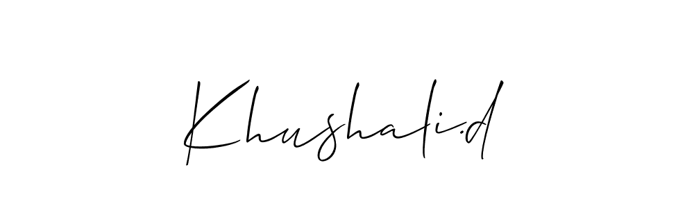 Use a signature maker to create a handwritten signature online. With this signature software, you can design (Allison_Script) your own signature for name Khushali.d. Khushali.d signature style 2 images and pictures png
