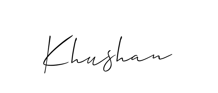 Create a beautiful signature design for name Khushan. With this signature (Allison_Script) fonts, you can make a handwritten signature for free. Khushan signature style 2 images and pictures png