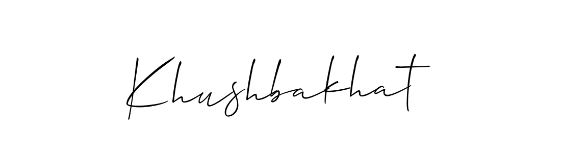 Allison_Script is a professional signature style that is perfect for those who want to add a touch of class to their signature. It is also a great choice for those who want to make their signature more unique. Get Khushbakhat name to fancy signature for free. Khushbakhat signature style 2 images and pictures png