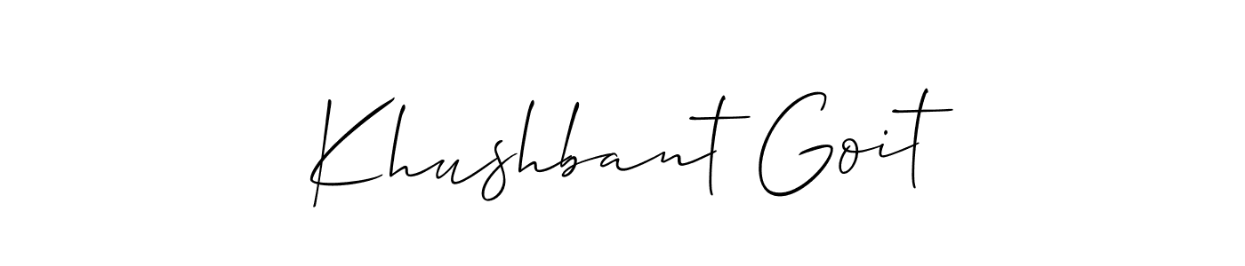 Similarly Allison_Script is the best handwritten signature design. Signature creator online .You can use it as an online autograph creator for name Khushbant Goit. Khushbant Goit signature style 2 images and pictures png