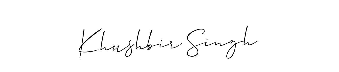 Create a beautiful signature design for name Khushbir Singh. With this signature (Allison_Script) fonts, you can make a handwritten signature for free. Khushbir Singh signature style 2 images and pictures png