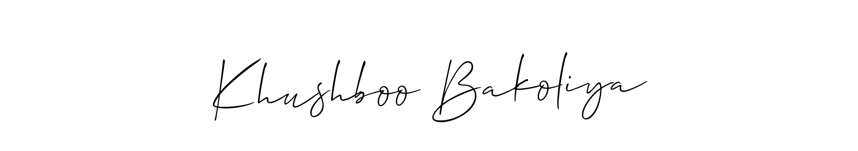 See photos of Khushboo Bakoliya official signature by Spectra . Check more albums & portfolios. Read reviews & check more about Allison_Script font. Khushboo Bakoliya signature style 2 images and pictures png