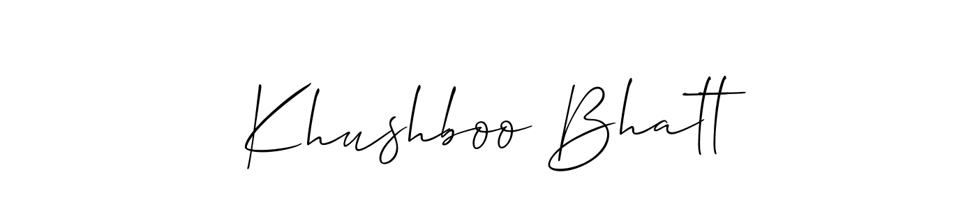 Create a beautiful signature design for name Khushboo Bhatt. With this signature (Allison_Script) fonts, you can make a handwritten signature for free. Khushboo Bhatt signature style 2 images and pictures png