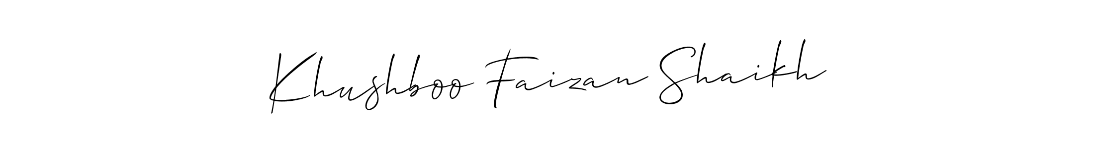The best way (Allison_Script) to make a short signature is to pick only two or three words in your name. The name Khushboo Faizan Shaikh include a total of six letters. For converting this name. Khushboo Faizan Shaikh signature style 2 images and pictures png