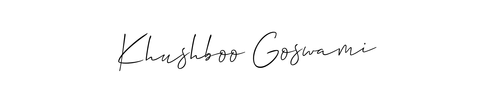 Make a beautiful signature design for name Khushboo Goswami. With this signature (Allison_Script) style, you can create a handwritten signature for free. Khushboo Goswami signature style 2 images and pictures png