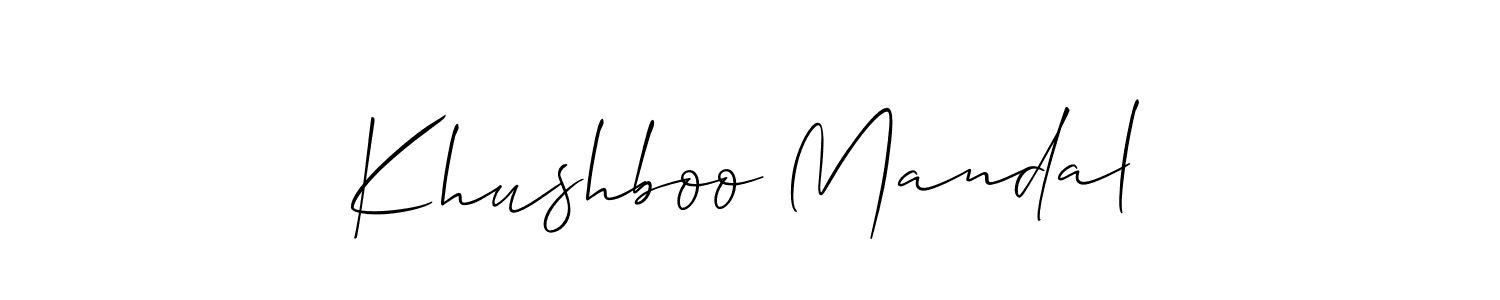How to make Khushboo Mandal signature? Allison_Script is a professional autograph style. Create handwritten signature for Khushboo Mandal name. Khushboo Mandal signature style 2 images and pictures png