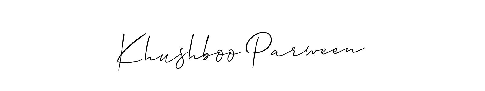 Also we have Khushboo Parween name is the best signature style. Create professional handwritten signature collection using Allison_Script autograph style. Khushboo Parween signature style 2 images and pictures png