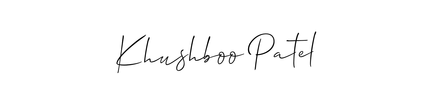How to make Khushboo Patel signature? Allison_Script is a professional autograph style. Create handwritten signature for Khushboo Patel name. Khushboo Patel signature style 2 images and pictures png