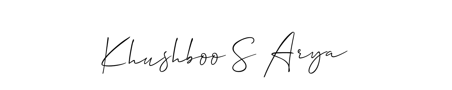 Design your own signature with our free online signature maker. With this signature software, you can create a handwritten (Allison_Script) signature for name Khushboo S Arya. Khushboo S Arya signature style 2 images and pictures png