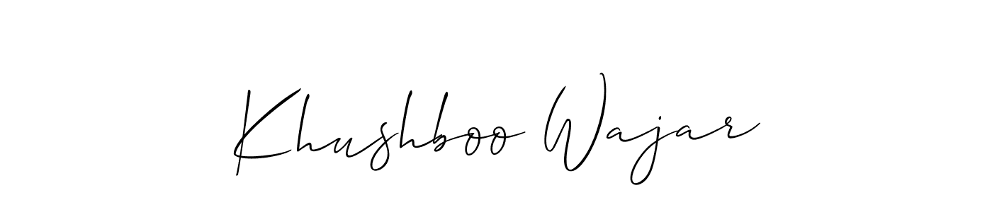 It looks lik you need a new signature style for name Khushboo Wajar. Design unique handwritten (Allison_Script) signature with our free signature maker in just a few clicks. Khushboo Wajar signature style 2 images and pictures png