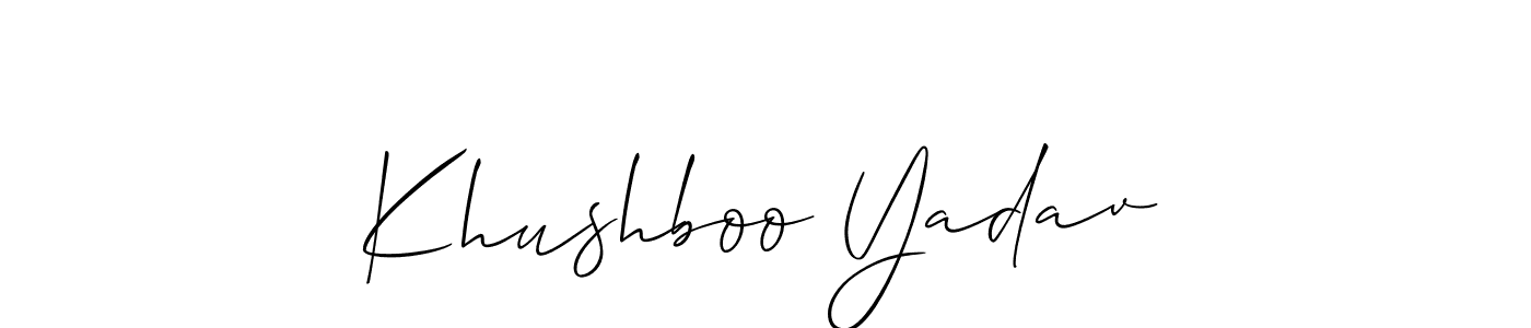 Also You can easily find your signature by using the search form. We will create Khushboo Yadav name handwritten signature images for you free of cost using Allison_Script sign style. Khushboo Yadav signature style 2 images and pictures png
