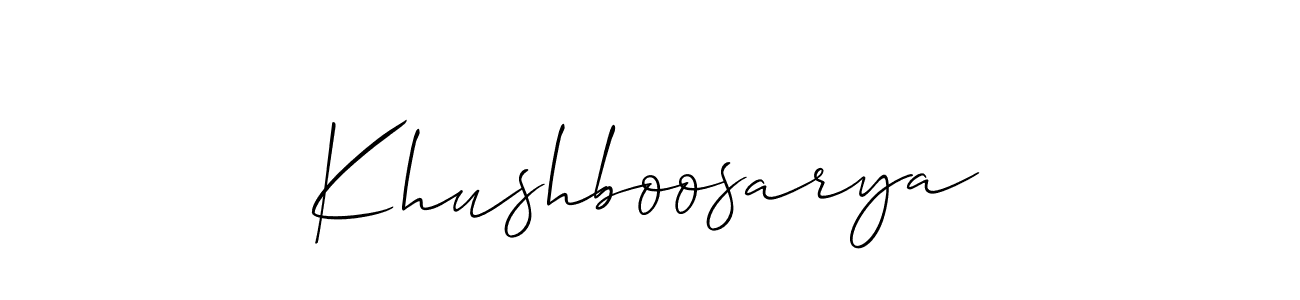 Design your own signature with our free online signature maker. With this signature software, you can create a handwritten (Allison_Script) signature for name Khushboosarya. Khushboosarya signature style 2 images and pictures png