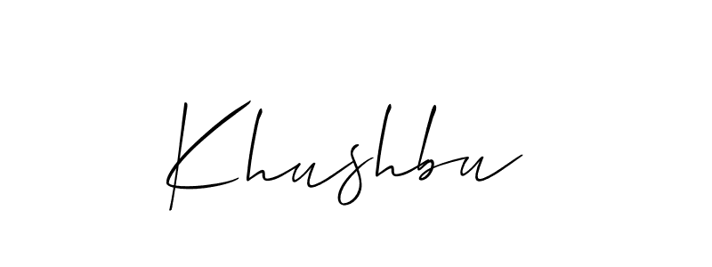Make a short Khushbu  signature style. Manage your documents anywhere anytime using Allison_Script. Create and add eSignatures, submit forms, share and send files easily. Khushbu  signature style 2 images and pictures png