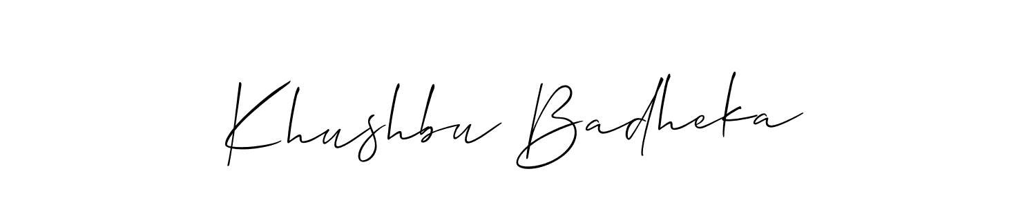 It looks lik you need a new signature style for name Khushbu Badheka. Design unique handwritten (Allison_Script) signature with our free signature maker in just a few clicks. Khushbu Badheka signature style 2 images and pictures png