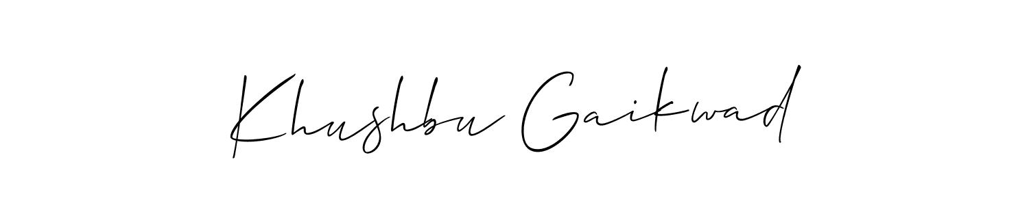 The best way (Allison_Script) to make a short signature is to pick only two or three words in your name. The name Khushbu Gaikwad include a total of six letters. For converting this name. Khushbu Gaikwad signature style 2 images and pictures png