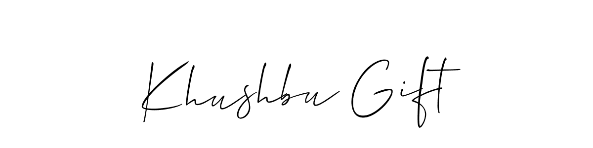 Allison_Script is a professional signature style that is perfect for those who want to add a touch of class to their signature. It is also a great choice for those who want to make their signature more unique. Get Khushbu Gift name to fancy signature for free. Khushbu Gift signature style 2 images and pictures png