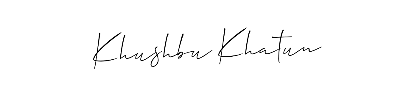 The best way (Allison_Script) to make a short signature is to pick only two or three words in your name. The name Khushbu Khatun include a total of six letters. For converting this name. Khushbu Khatun signature style 2 images and pictures png