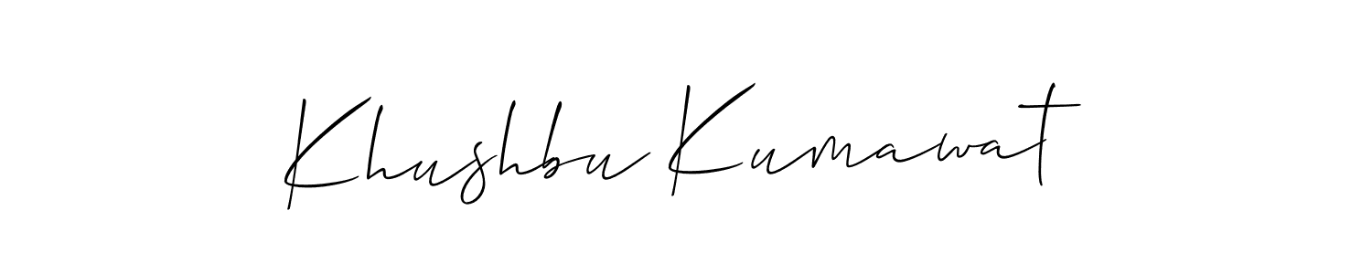 This is the best signature style for the Khushbu Kumawat name. Also you like these signature font (Allison_Script). Mix name signature. Khushbu Kumawat signature style 2 images and pictures png