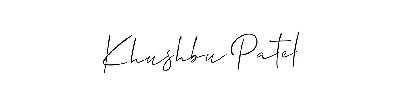 The best way (Allison_Script) to make a short signature is to pick only two or three words in your name. The name Khushbu Patel include a total of six letters. For converting this name. Khushbu Patel signature style 2 images and pictures png