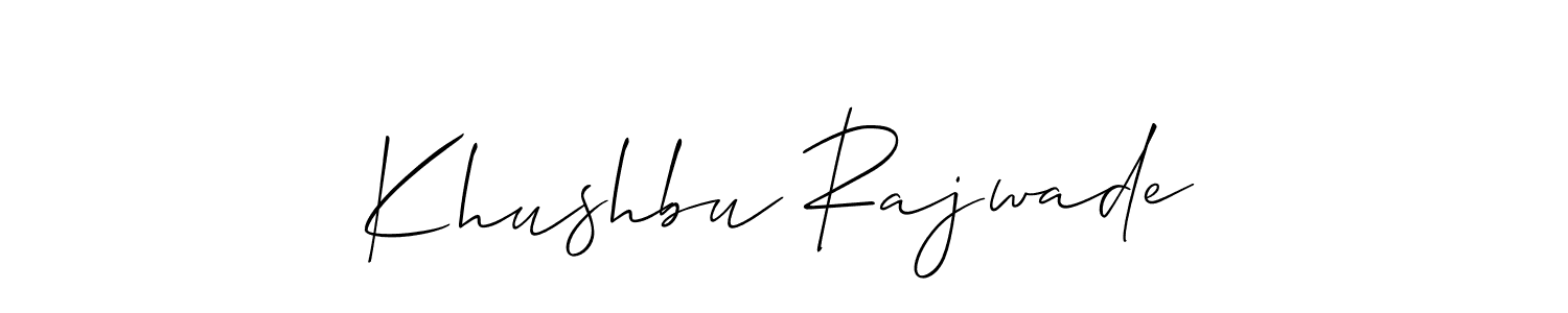 You should practise on your own different ways (Allison_Script) to write your name (Khushbu Rajwade) in signature. don't let someone else do it for you. Khushbu Rajwade signature style 2 images and pictures png