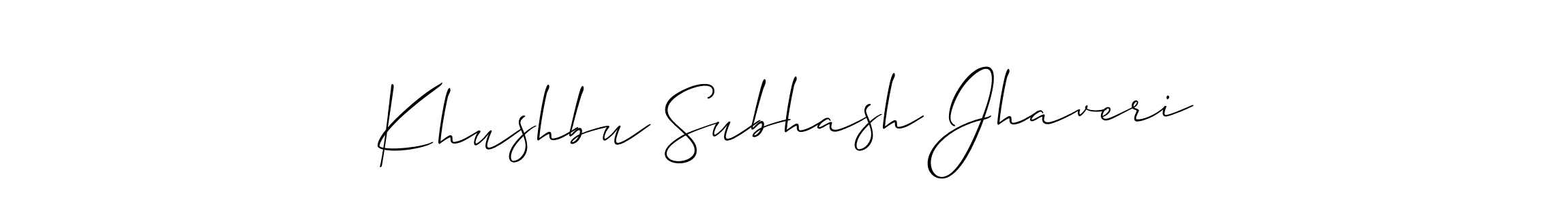 This is the best signature style for the Khushbu Subhash Jhaveri name. Also you like these signature font (Allison_Script). Mix name signature. Khushbu Subhash Jhaveri signature style 2 images and pictures png