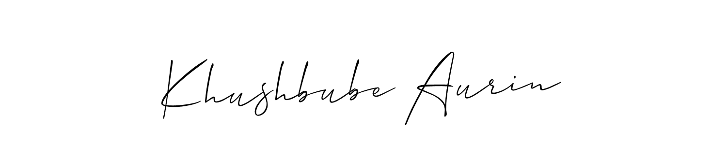 This is the best signature style for the Khushbube Aurin name. Also you like these signature font (Allison_Script). Mix name signature. Khushbube Aurin signature style 2 images and pictures png