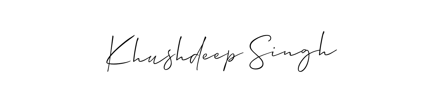 The best way (Allison_Script) to make a short signature is to pick only two or three words in your name. The name Khushdeep Singh include a total of six letters. For converting this name. Khushdeep Singh signature style 2 images and pictures png