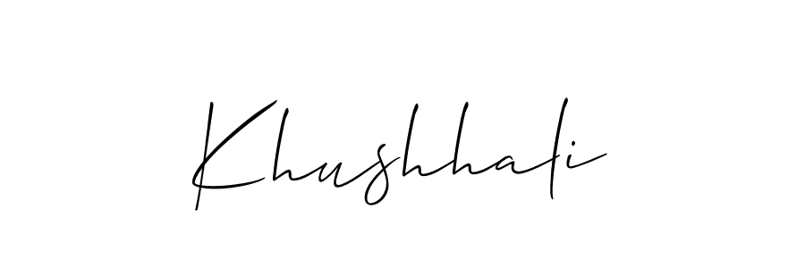 Design your own signature with our free online signature maker. With this signature software, you can create a handwritten (Allison_Script) signature for name Khushhali. Khushhali signature style 2 images and pictures png