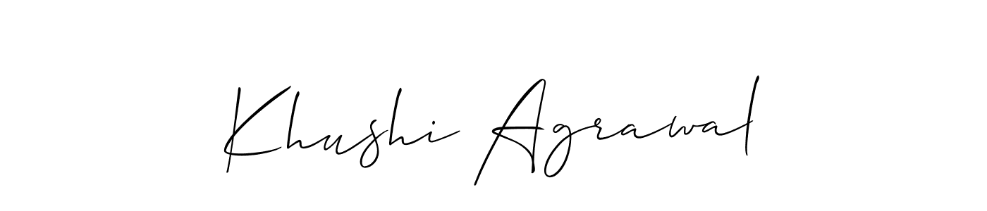 Make a short Khushi Agrawal signature style. Manage your documents anywhere anytime using Allison_Script. Create and add eSignatures, submit forms, share and send files easily. Khushi Agrawal signature style 2 images and pictures png