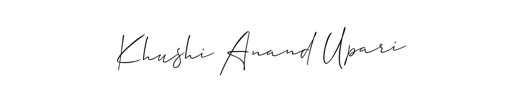 if you are searching for the best signature style for your name Khushi Anand Upari. so please give up your signature search. here we have designed multiple signature styles  using Allison_Script. Khushi Anand Upari signature style 2 images and pictures png