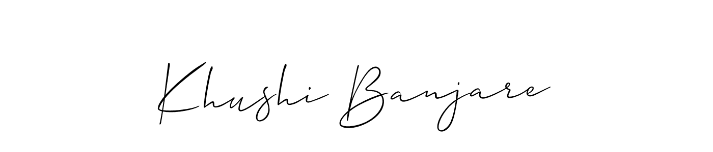 The best way (Allison_Script) to make a short signature is to pick only two or three words in your name. The name Khushi Banjare include a total of six letters. For converting this name. Khushi Banjare signature style 2 images and pictures png