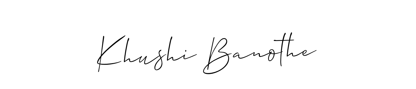 Also we have Khushi Banothe name is the best signature style. Create professional handwritten signature collection using Allison_Script autograph style. Khushi Banothe signature style 2 images and pictures png