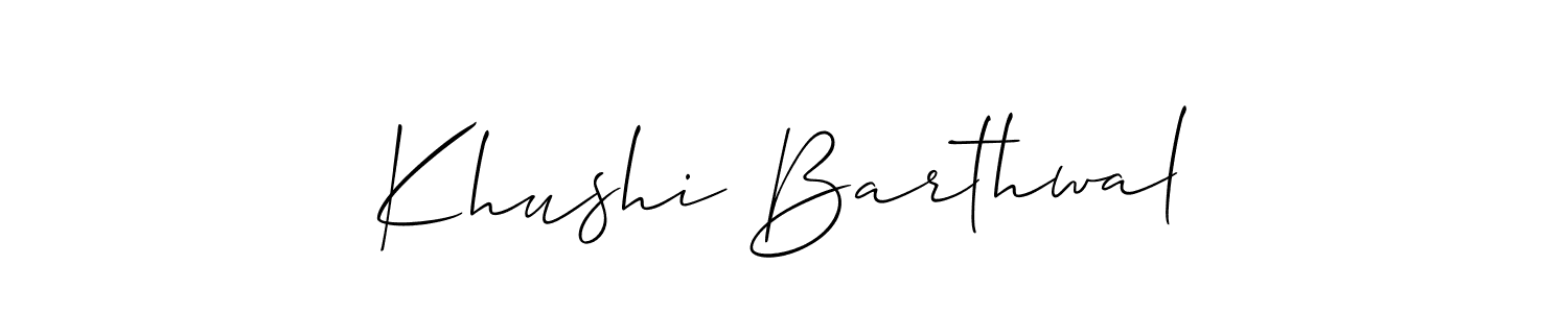 Similarly Allison_Script is the best handwritten signature design. Signature creator online .You can use it as an online autograph creator for name Khushi Barthwal. Khushi Barthwal signature style 2 images and pictures png
