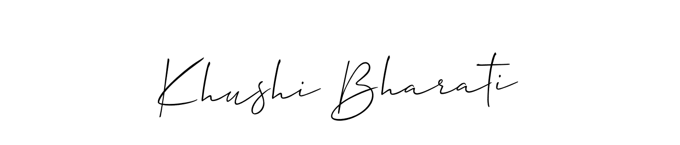 Also we have Khushi Bharati name is the best signature style. Create professional handwritten signature collection using Allison_Script autograph style. Khushi Bharati signature style 2 images and pictures png