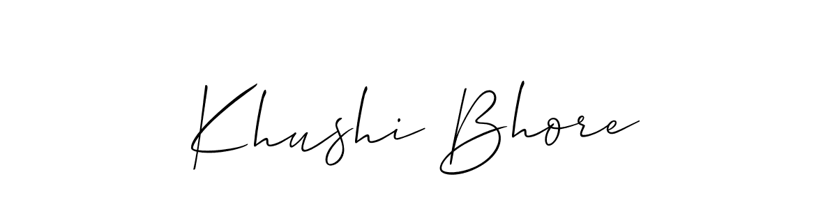 The best way (Allison_Script) to make a short signature is to pick only two or three words in your name. The name Khushi Bhore include a total of six letters. For converting this name. Khushi Bhore signature style 2 images and pictures png