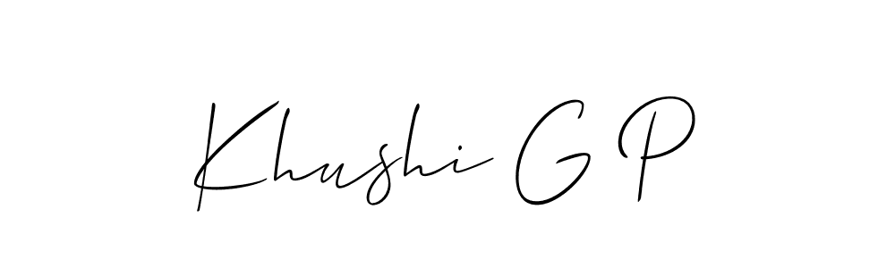 Khushi G P stylish signature style. Best Handwritten Sign (Allison_Script) for my name. Handwritten Signature Collection Ideas for my name Khushi G P. Khushi G P signature style 2 images and pictures png