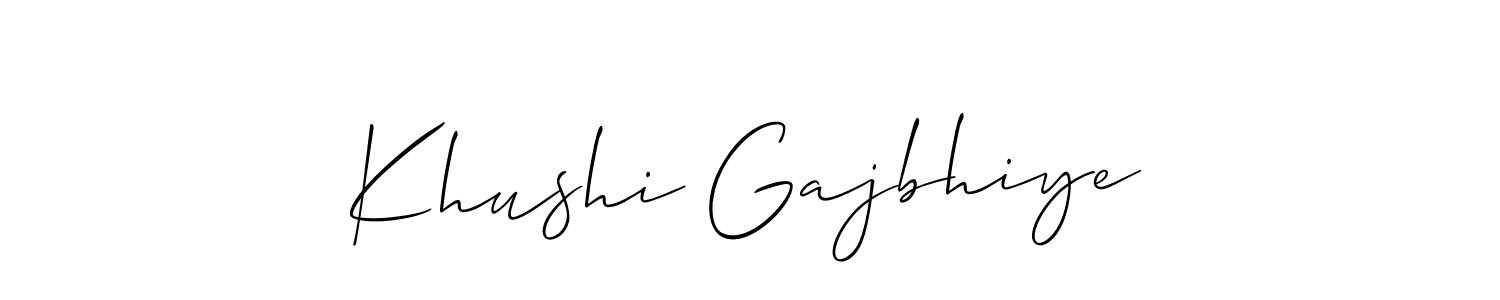 Also You can easily find your signature by using the search form. We will create Khushi Gajbhiye name handwritten signature images for you free of cost using Allison_Script sign style. Khushi Gajbhiye signature style 2 images and pictures png